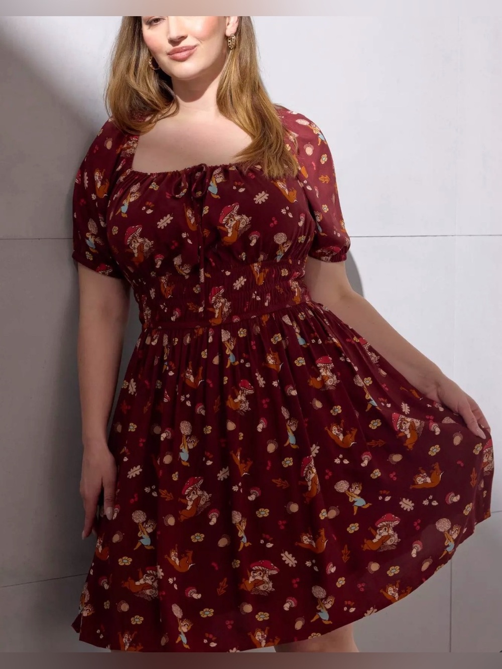 Disney Chip & Dale Fall Foliage Plus Size Smock Dress - BoxLunch, size 5